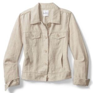 Tommy Bahama Two Palms Linen Raw-Edge Jacket Size: Medium Color:Natural